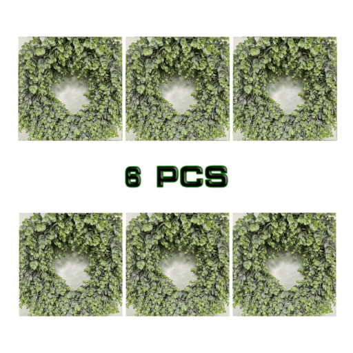 6pack Artificial White Begonia & Eucalyptus Wreath-002