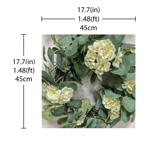 6pack Artificial White Begonia & Eucalyptus Wreath-cz