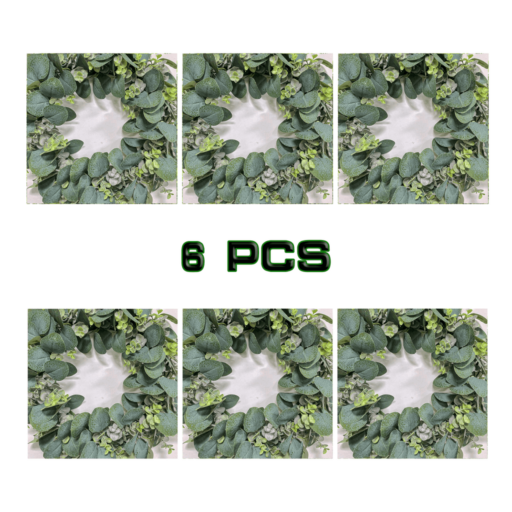 Artificial Eucalyptus &amp; Money Plant Wreath-6pcs