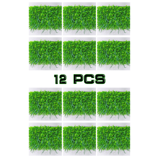 12 PCS Artificial Eucalyptus Grass Wall – 23.6-inch (60 cm) Faux Aquatic Plant Hedge Wal 12
