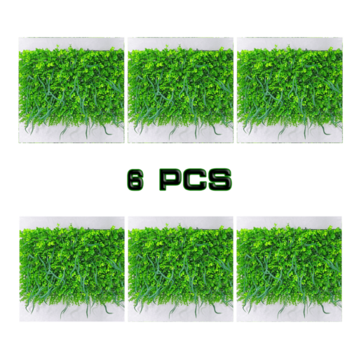 6 PCS Artificial Eucalyptus Grass Wall – 23.6-inch (60 cm) Faux Aquatic Plant Hedge Wal 6