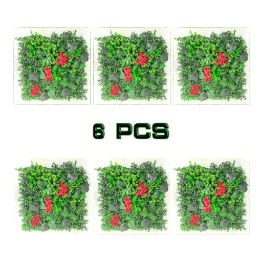 6 PCS High-Quality Artificial Countryside Eucalyptus Grass Wall – 23.6-inch (60 cm) Faux Mixed Weeds and Boxwood Leaf Hedge Wall 6